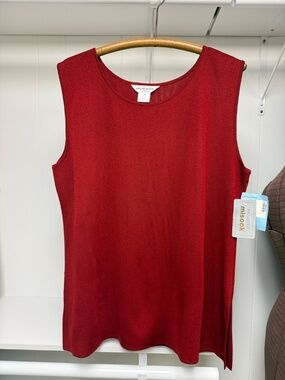 Exclusively Misook Sleeveless Knit Tank Top Shell Layering Cranberry Red Size 2X